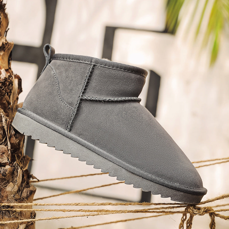 Men's snow boots made of thick cowhide warm and non slip oversized cotton shoes
