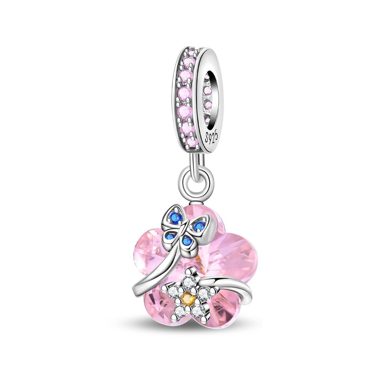 925 Sterling Silver Charm Ocean Starfish Crab Turtle Crystal Flower Bead Charm