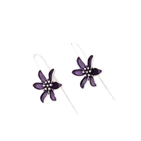 Retro Purple Flower Temperament Alloy Simple Earrings