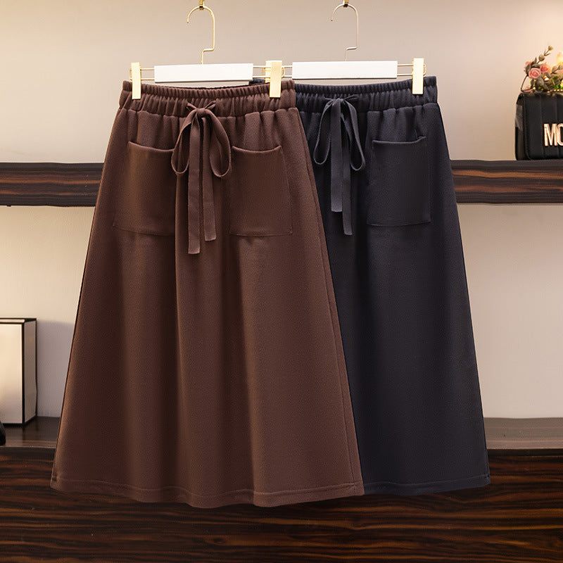 Elastic Waist Loose Slimming Autumn And Winter New Plus Size Women's Skirt