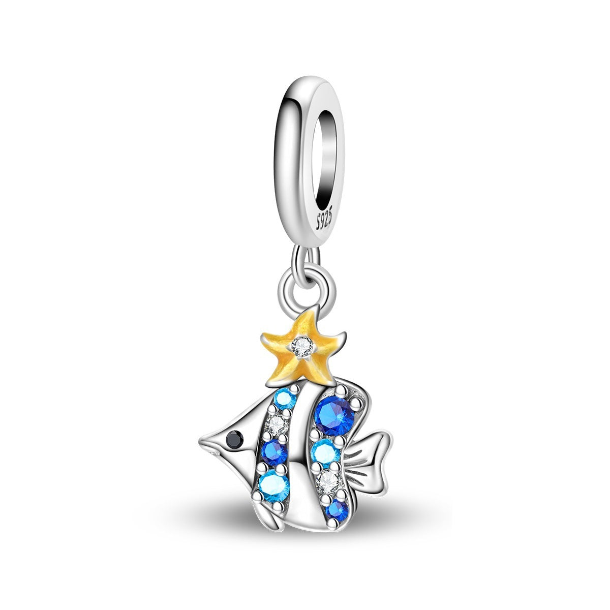 925 Sterling Silver Charm Ocean Starfish Crab Turtle Crystal Flower Bead Charm