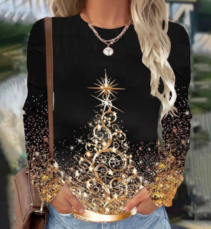 Casual Women's Animal Round Neck Print T-shirt