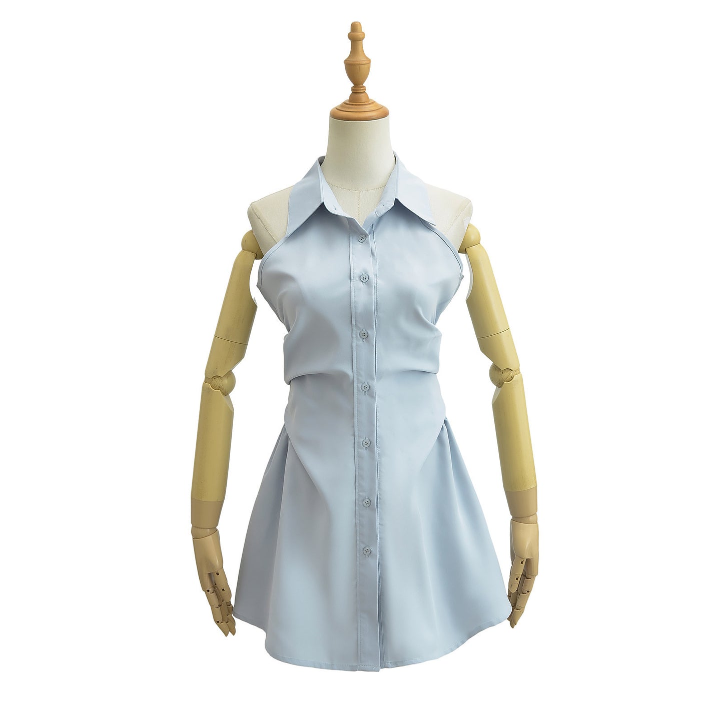 2024 Summer New Pure Desire Style Slim Fit Slimming Waist Pleating Sleeveless Shirt Dress Polo Collar Dress