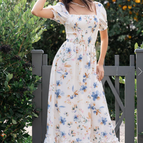 Capri Smoked Maxi Dress Polyester Fiber