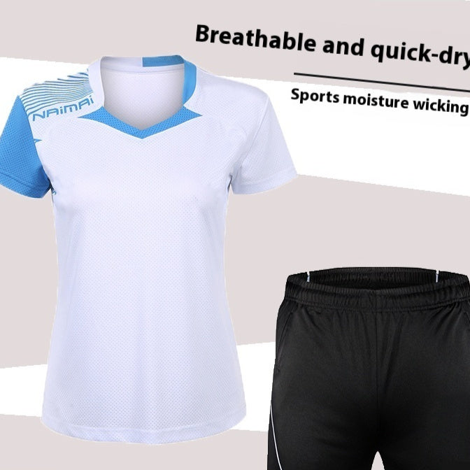 Badminton Suit Set Summer Short Sleeved Top Men's And Women's Lapel