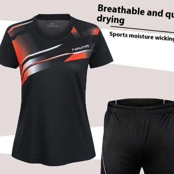 Badminton Suit Set Summer Short Sleeved Top Men's And Women's Lapel