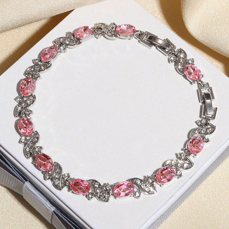 Rainbow Color Cross-shaped Jewelry Zircon Bracelet
