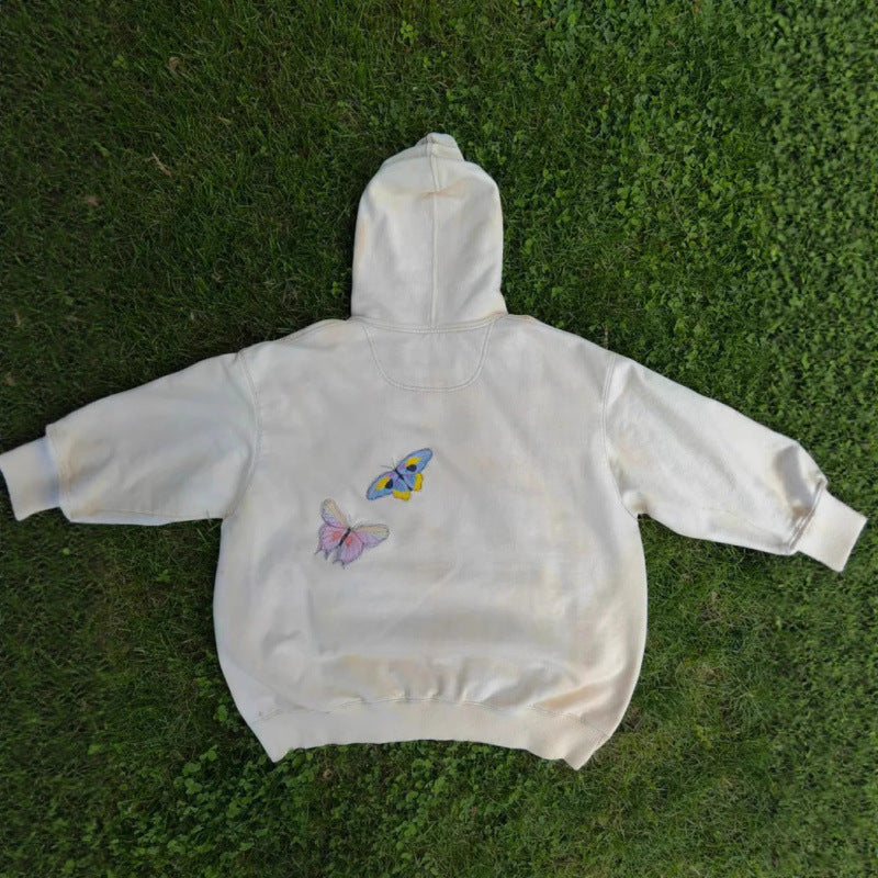Floral Butterfly Print Pattern Pullover Women's Sweater
