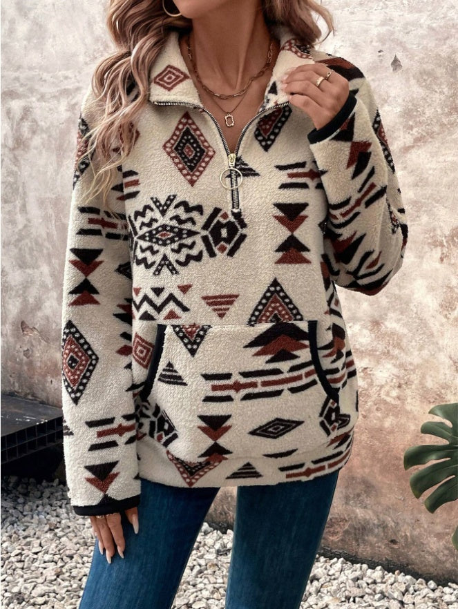 Women's Half-Zip Sweatshirt,Long Sleeve Tops