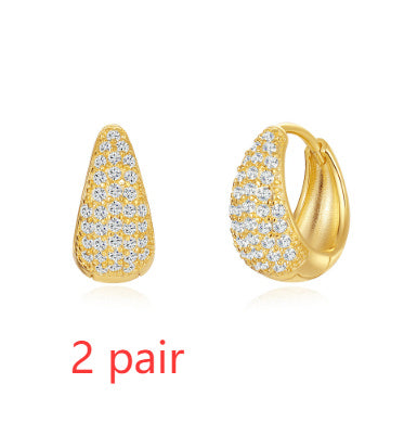 Brass Diamond Earclip Earrings European And American