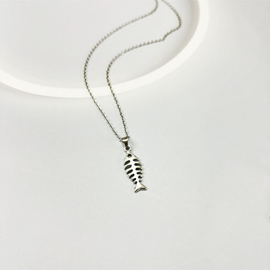 Female Creativity Fishbone Pendant Necklace Earrings
