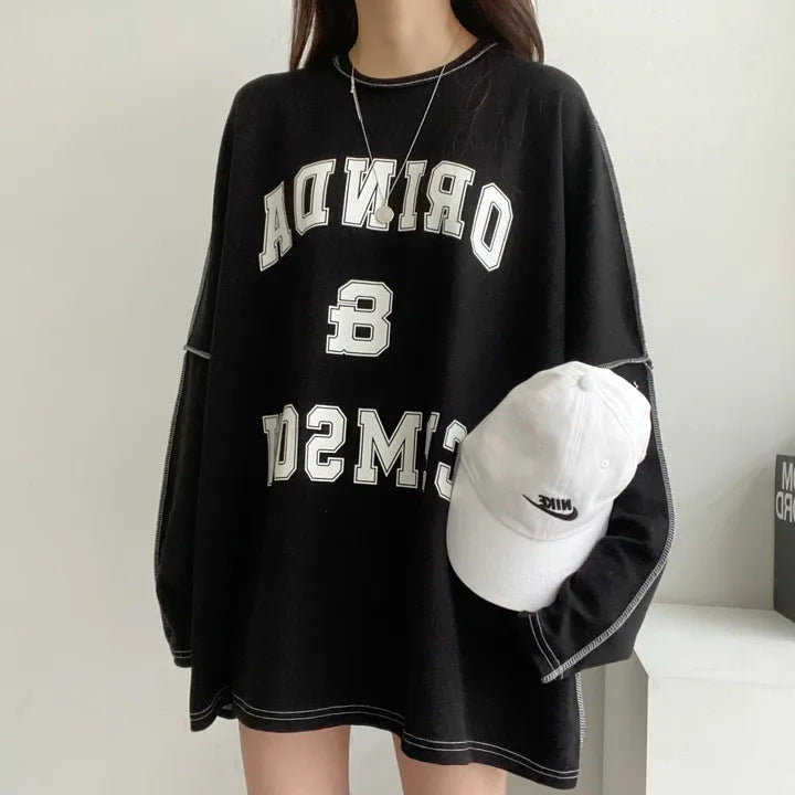 Design Sense Stitching Thickening Plus Size Top Korean Style Fleece-lined Sweater