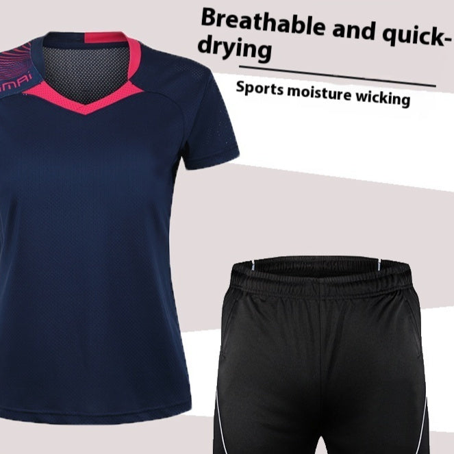 Badminton Suit Set Summer Short Sleeved Top Men's And Women's Lapel