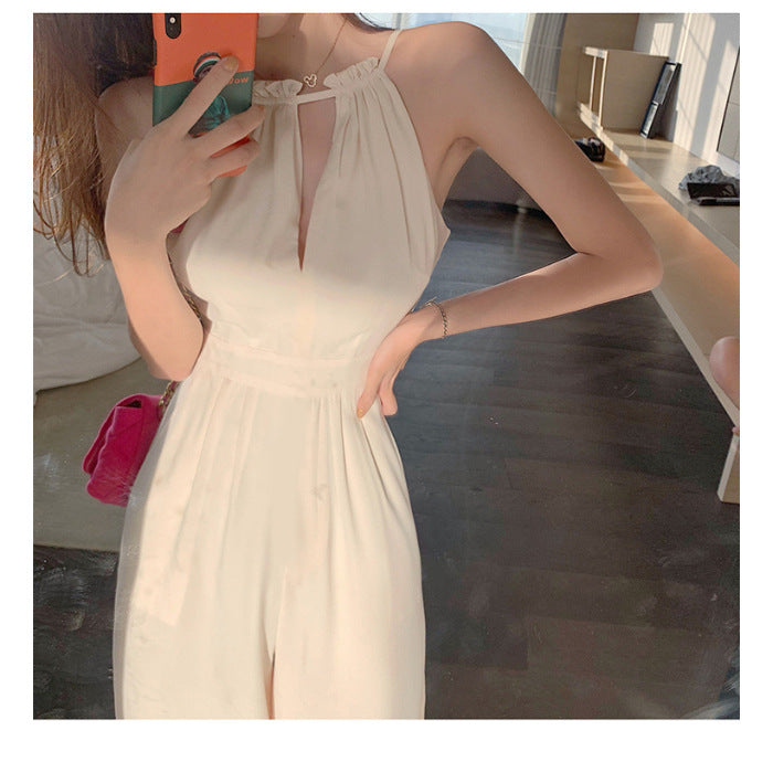 White Jumpsuit Women's Summer Thin Fashion Halter