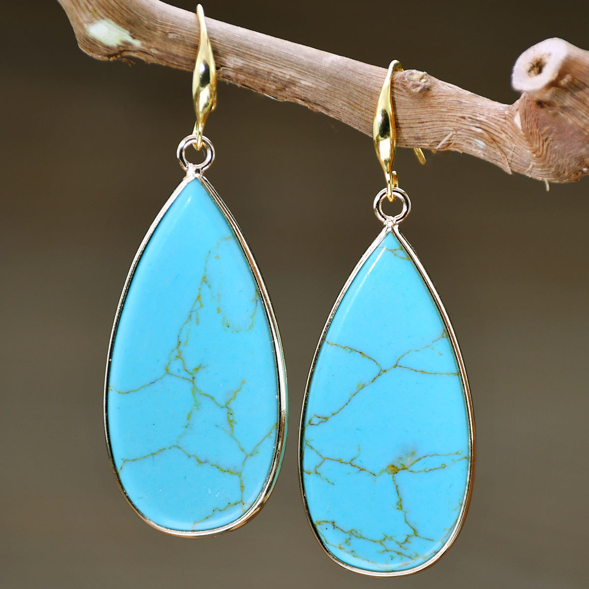 Vintage Tigereye Long Water Drops Earrings