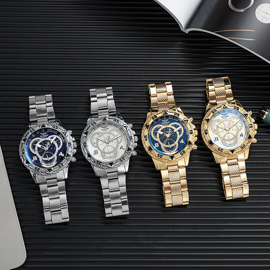 Men's All-match Simple Three-eye Steel Watch