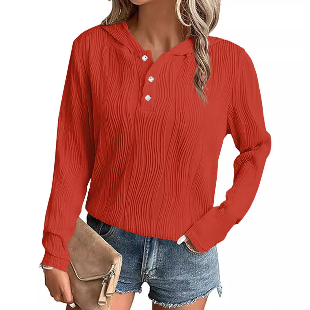 Hooded Sweater Coat Women's Casual Off-shoulder Top