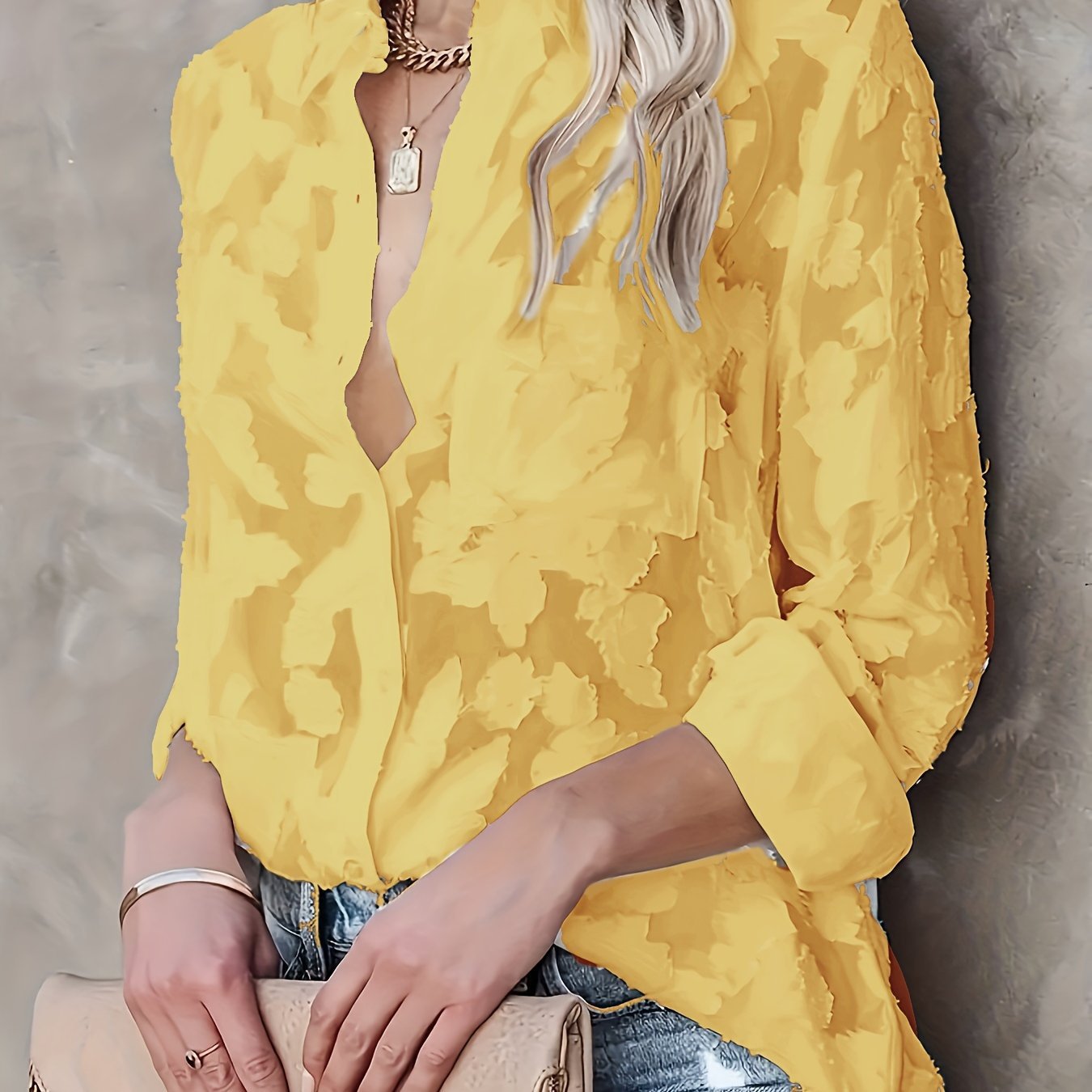 Luxury Jacquard Fashionable Button Up Shirt