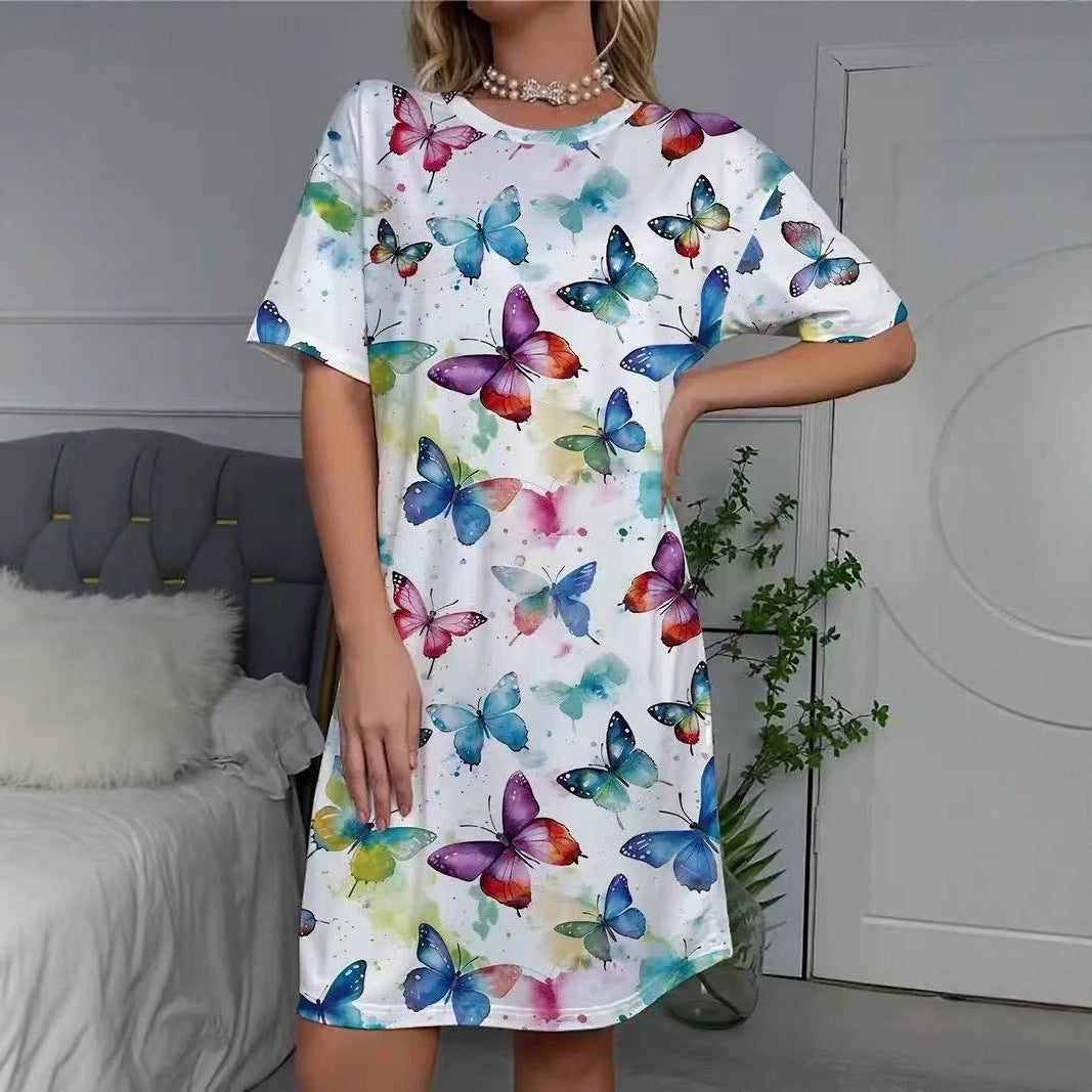 European And American Short-sleeved Skirt Loose Dress