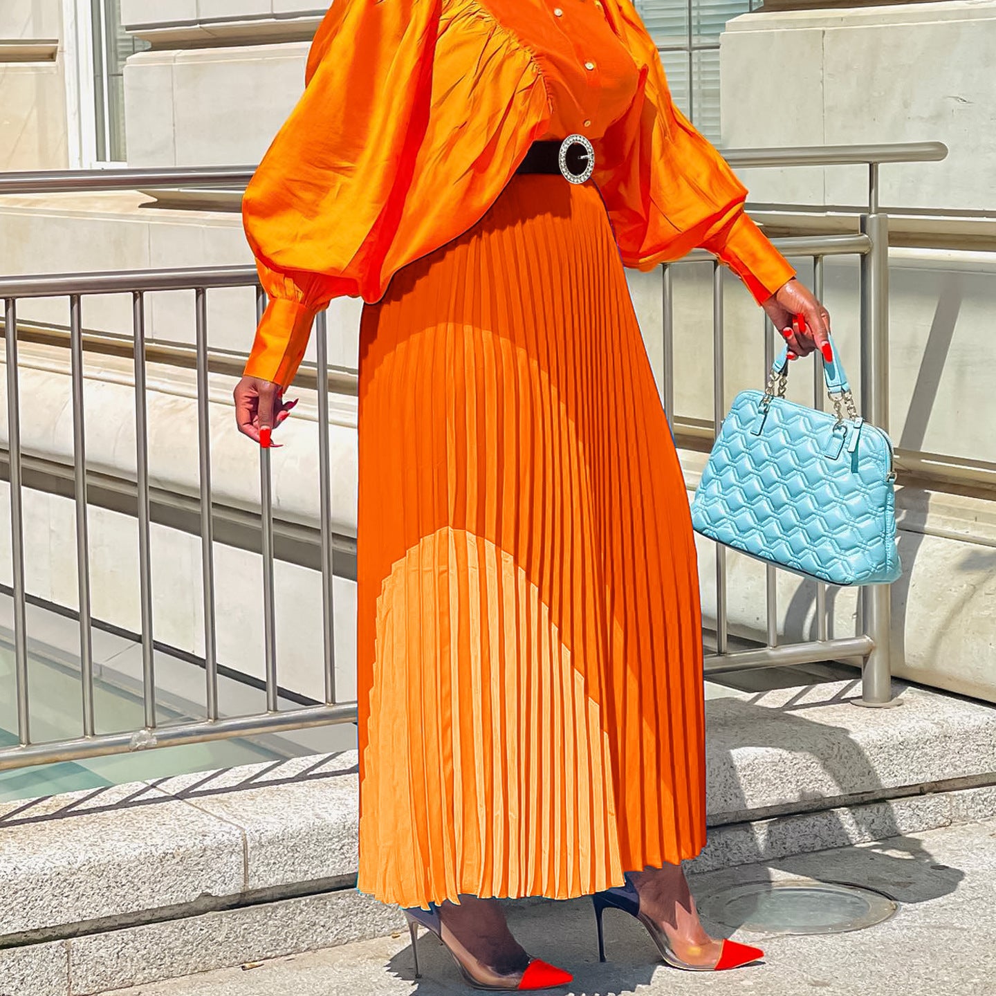 New Fashion Elastic Pleated Skirt Plus Size Foreign Trade A- Line Skirt