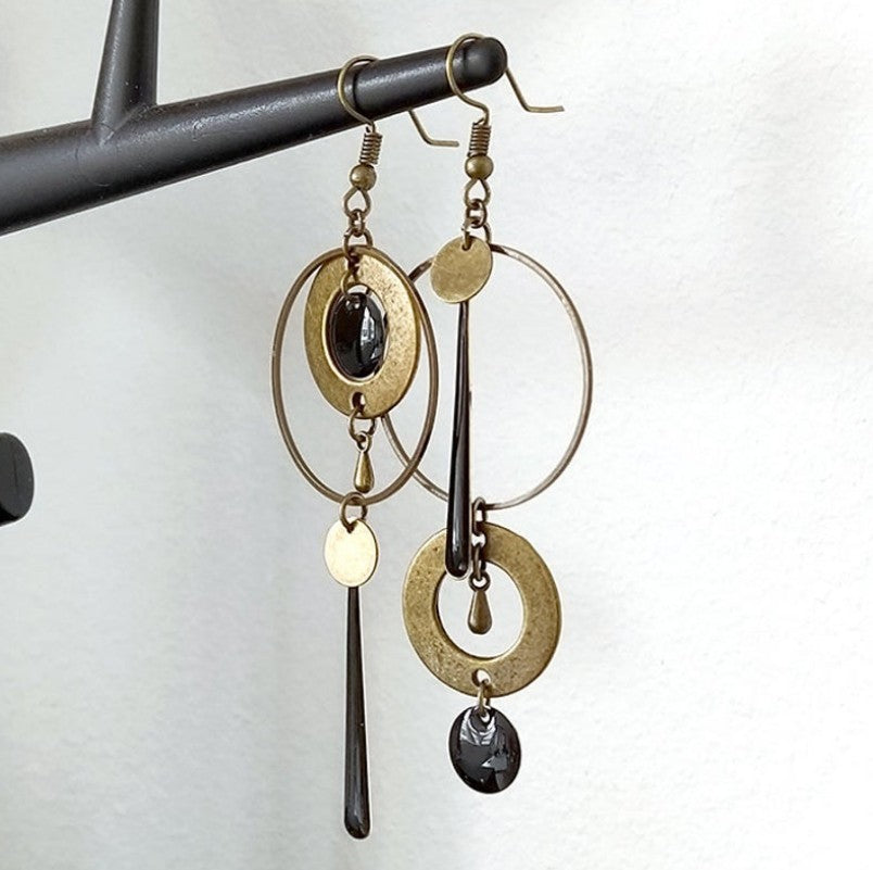 Cross-border European And American Style Asymmetric Personality Geometry Round Ring Earrings
