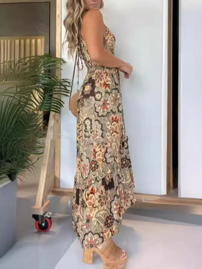 Women's Printed Seaside Style Sling Dress