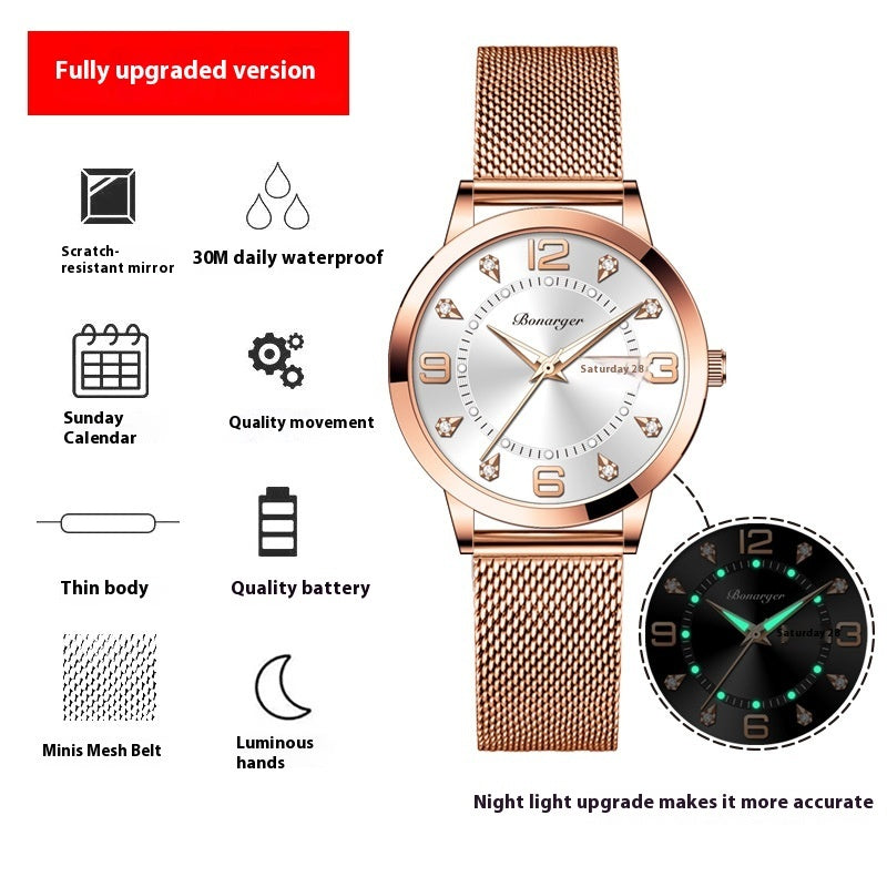 Niche High Sense Waterproof Luminous Quartz Watch