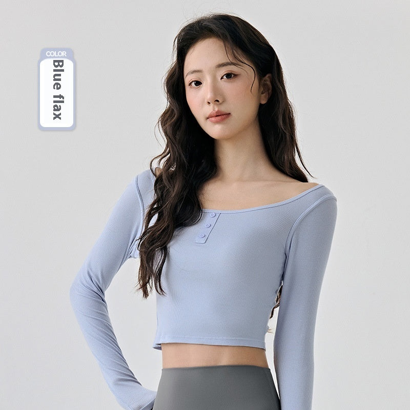 Solid Color Short Long Sleeve Yoga Wear Top Skinny Slimming Running Fitness