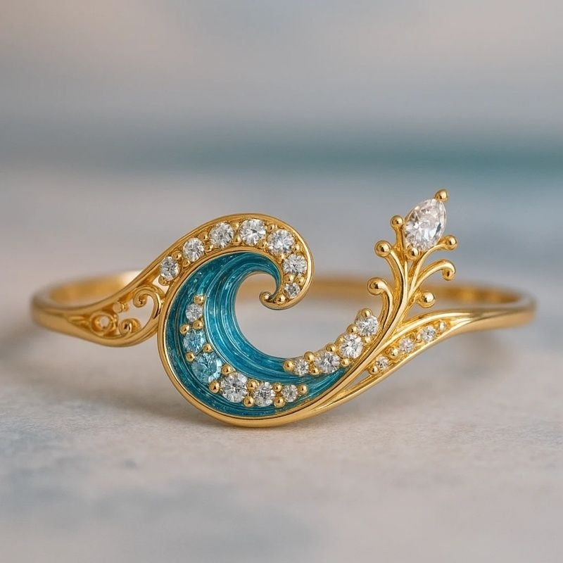 Exquisite Niche Temperament All-match Marine Walking In The Waves Ring