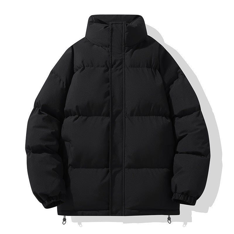 Solid Color Down Coat Couple Stand-up Collar Cotton-padded Coat