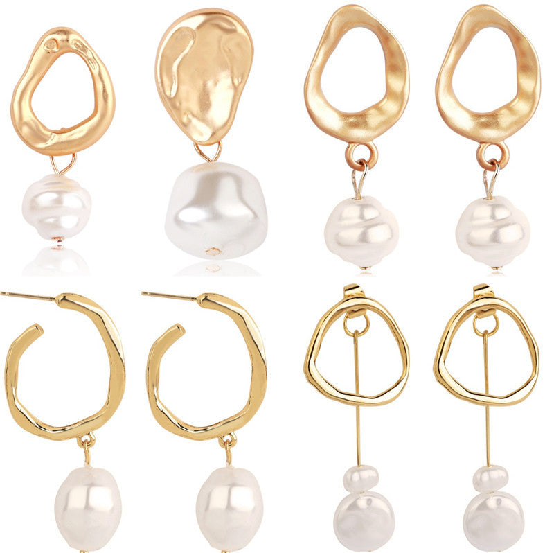 Ladies European And American Pearl Earrings Set Of 4