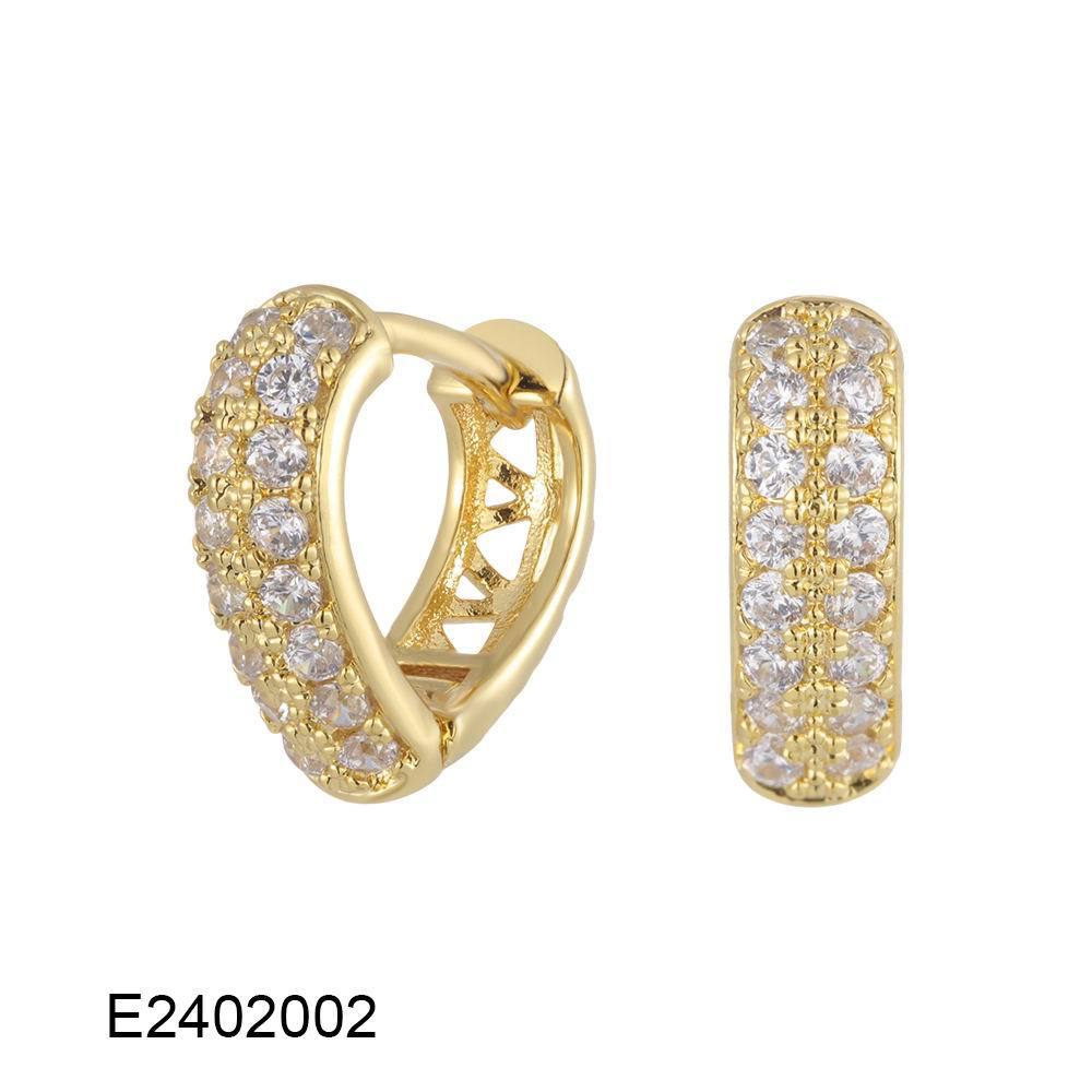 Brass Gold Plated Simple Zircon Ear Clip Earrings