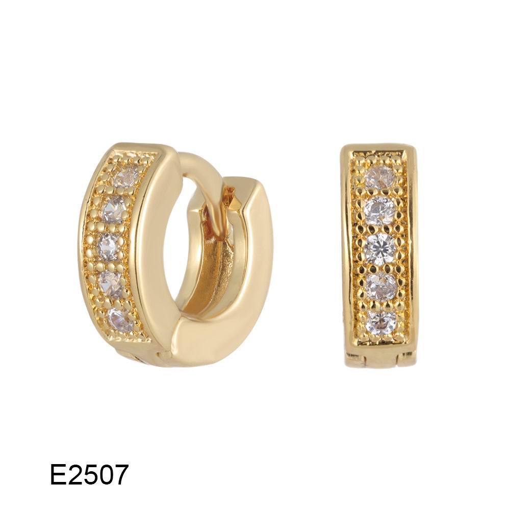 Brass Gold Plated Simple Zircon Ear Clip Earrings