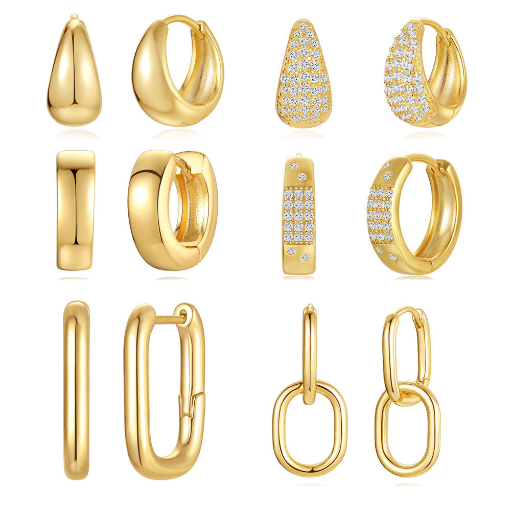 Brass Diamond Earclip Earrings European And American