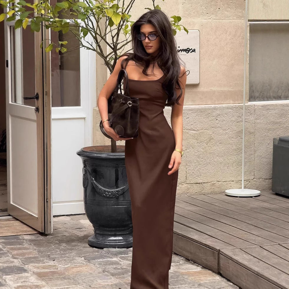 Brown Dress Sling Basic Women's Dress
