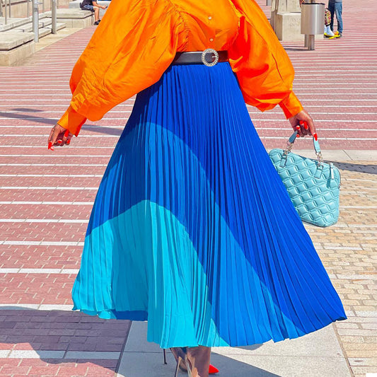 New Fashion Elastic Pleated Skirt Plus Size Foreign Trade A- Line Skirt