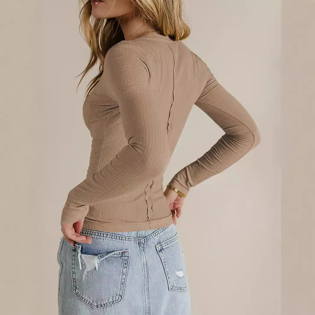 European And American Y2g Autumn Women's Bottoming Shirt Slim Shoulder Top