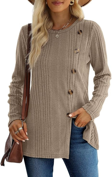Women's Solid Color Round Neck Pit Stripe Brushed
