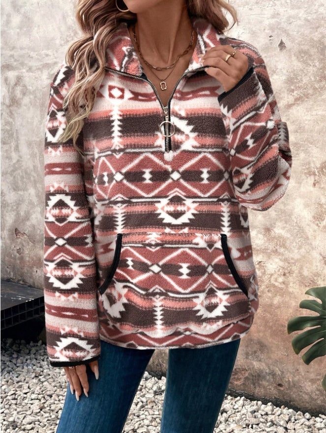 Women's Half-Zip Sweatshirt,Long Sleeve Tops