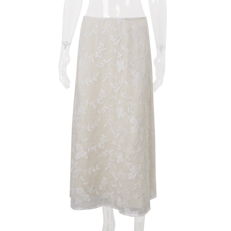 Sexy Low Waist Crocheted Flower Fashion Temperament Slim Skirt