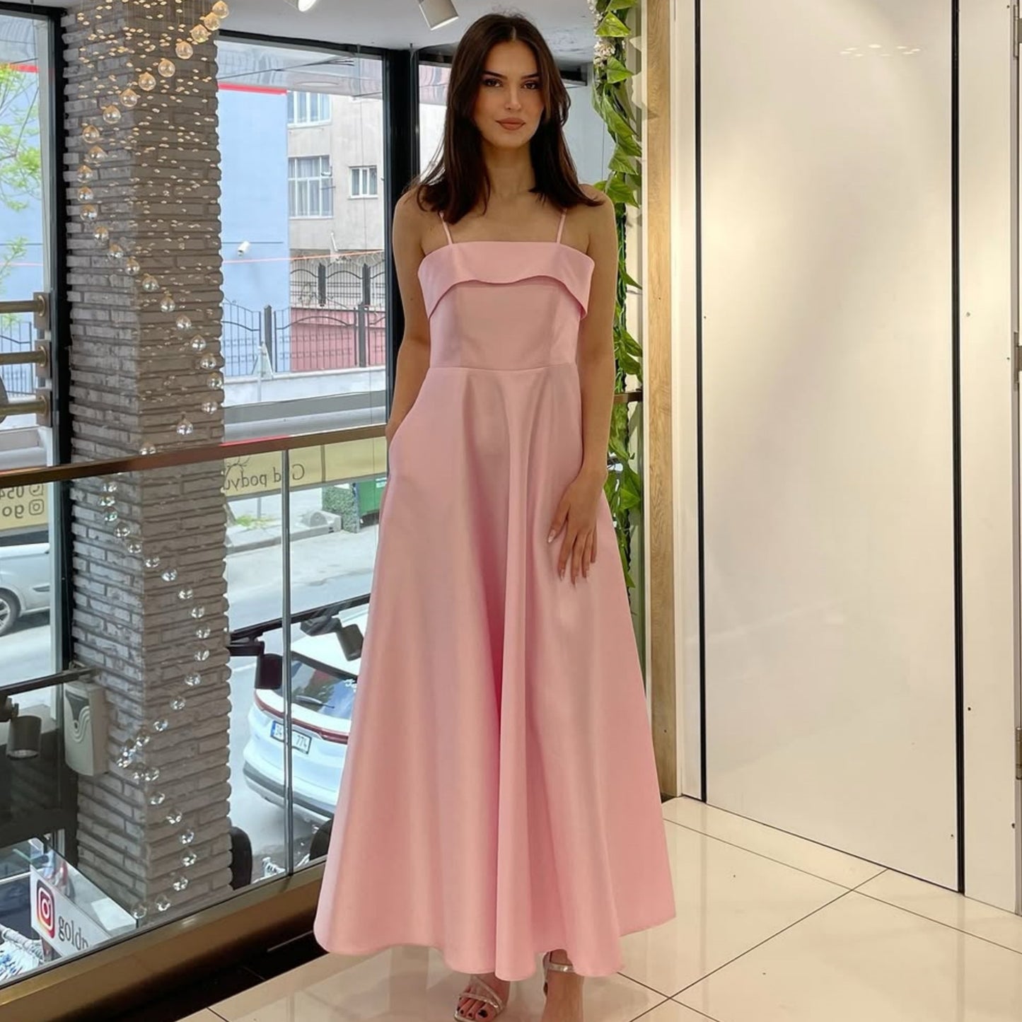 Solid Color Sexy Sleeveless Backless Tube Top Waist Long Dress