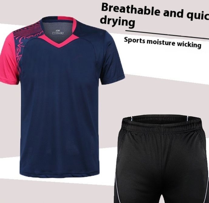 Badminton Suit Set Summer Short Sleeved Top Men's And Women's Lapel
