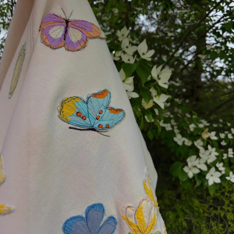 Floral Butterfly Print Pattern Pullover Women's Sweater