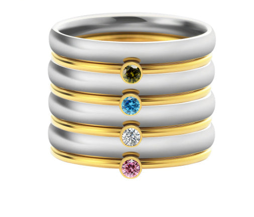 December Color Birthstone Superimposed Combination Engraved Ring