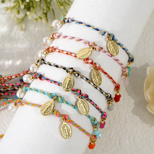 Ethnic Style Colorful Carrying Strap Tag Woven Bracelet For Women