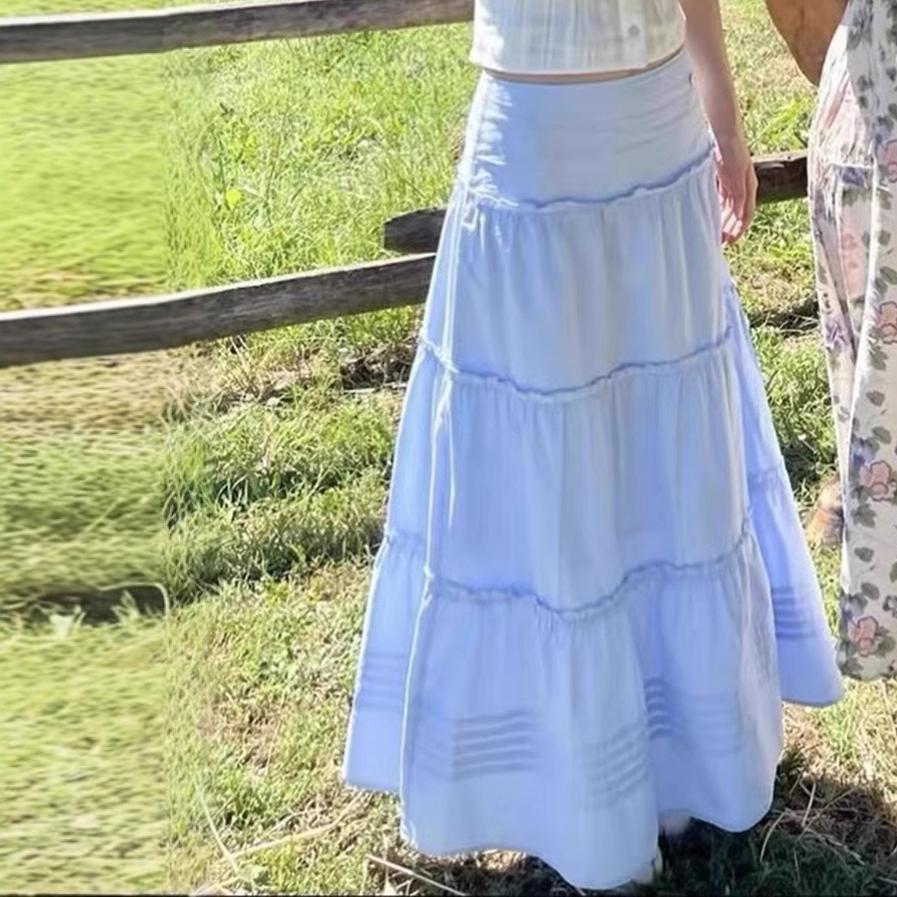 Women's High Waist Stitching A- Line Skirt