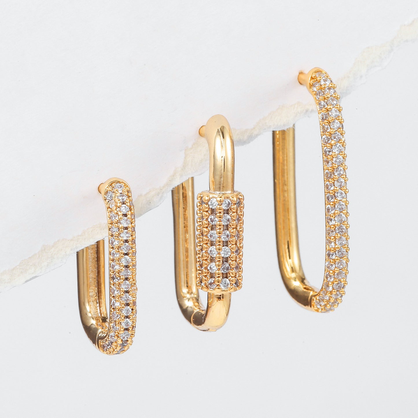 Micro Inlaid Zircon Ear Clip Geometric Three-piece Set