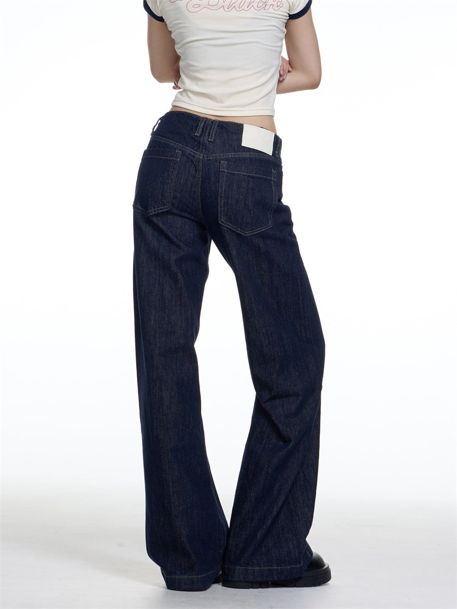 American Retro Washed Worn Jeans Women's Loose Straight