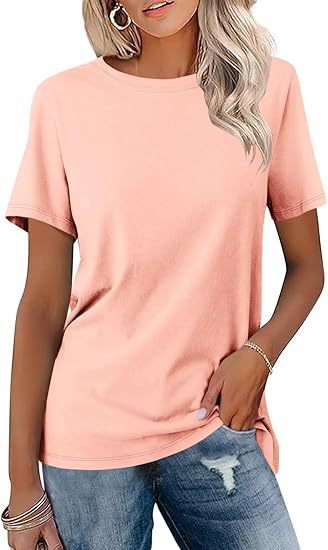 European And American Style Women Round Neck Loose Fashion Casual Short Sleeve