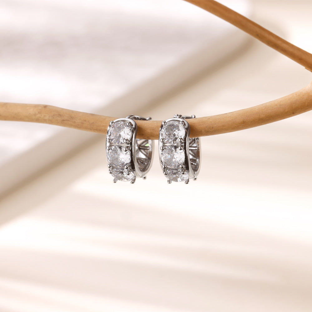 Simple Fashion Inlaid Zircon U-shaped Ear Clip Earrings Women's Light Luxury